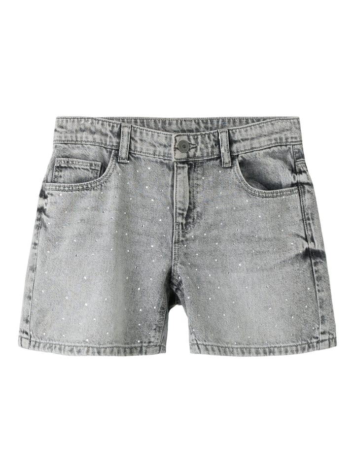 Jeansshorts in Light Grey Denim