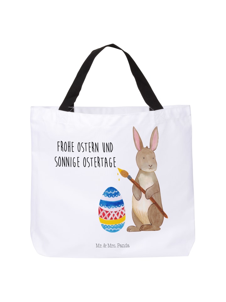 Shopper Hase Eier Malen mit Spruch in Weiß