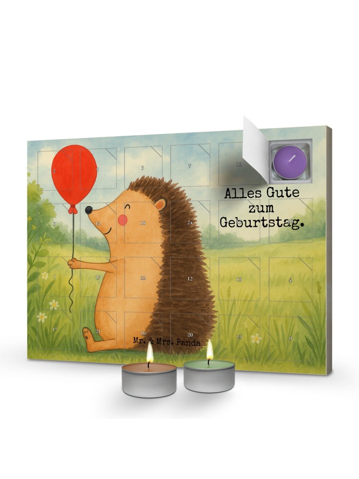 Adventskalender Igel Luftballon Design mit Spruch in Weiß