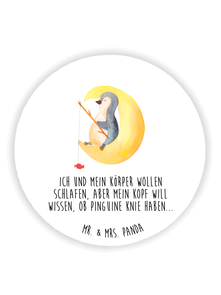 Magnet Pinguin Mond mit Spruch in Weiß
