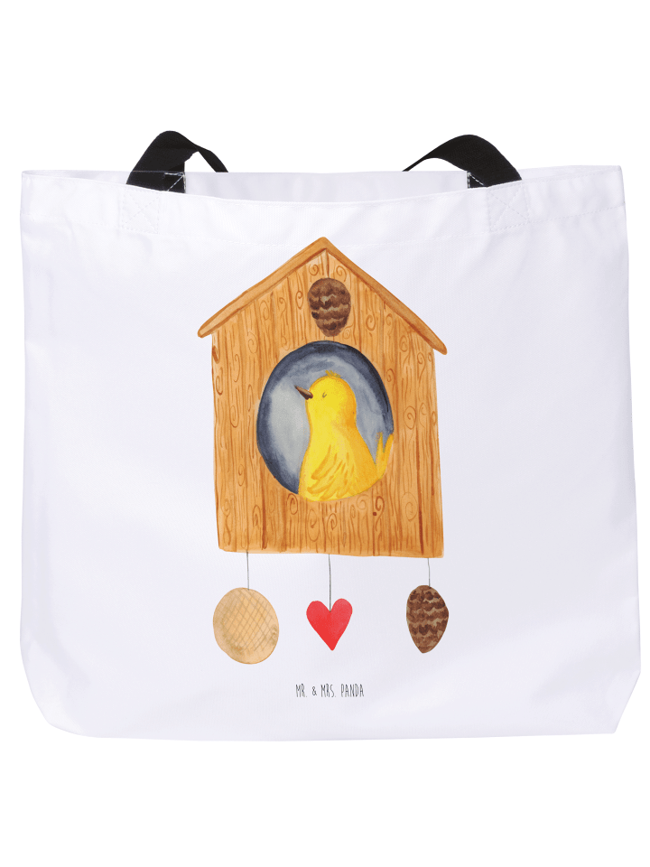 Shopping Bag Vogel Haus ohne Spruch in Weiß