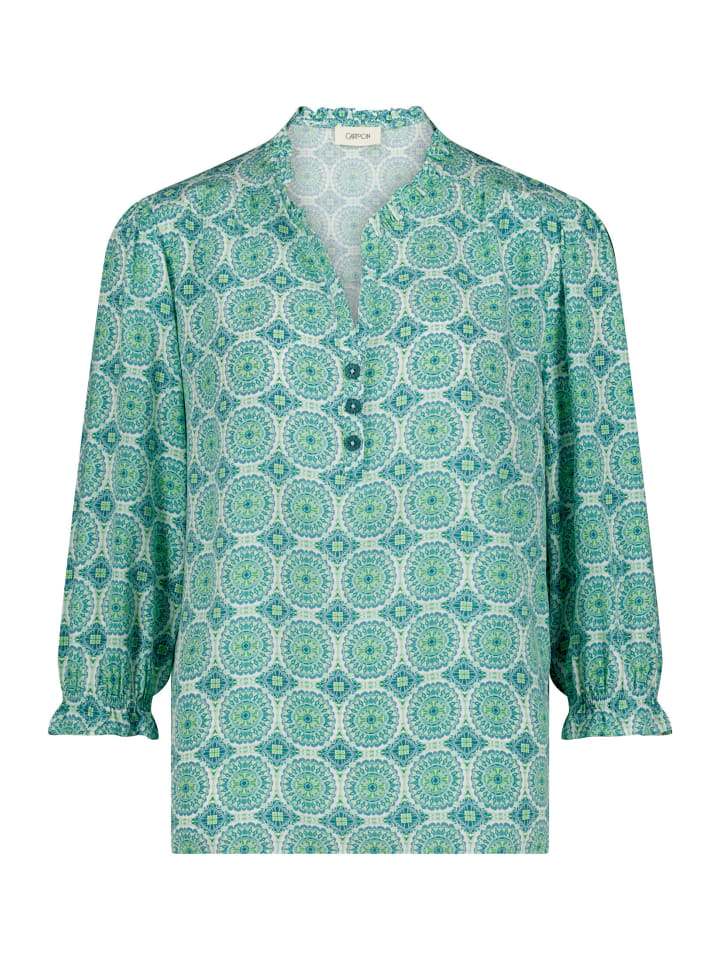 Casual-Bluse mit Raffung in Green/Blue