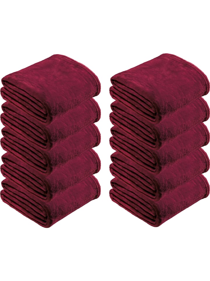 Fleece, Microfaser Wohndecke 10er-Pack in bordeaux