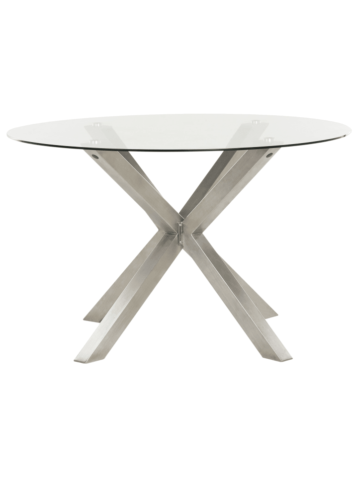 Runder Tisch MALETTO in Silber/Transparent - (W) 120 x (H) 77 x (L) 120 cm
