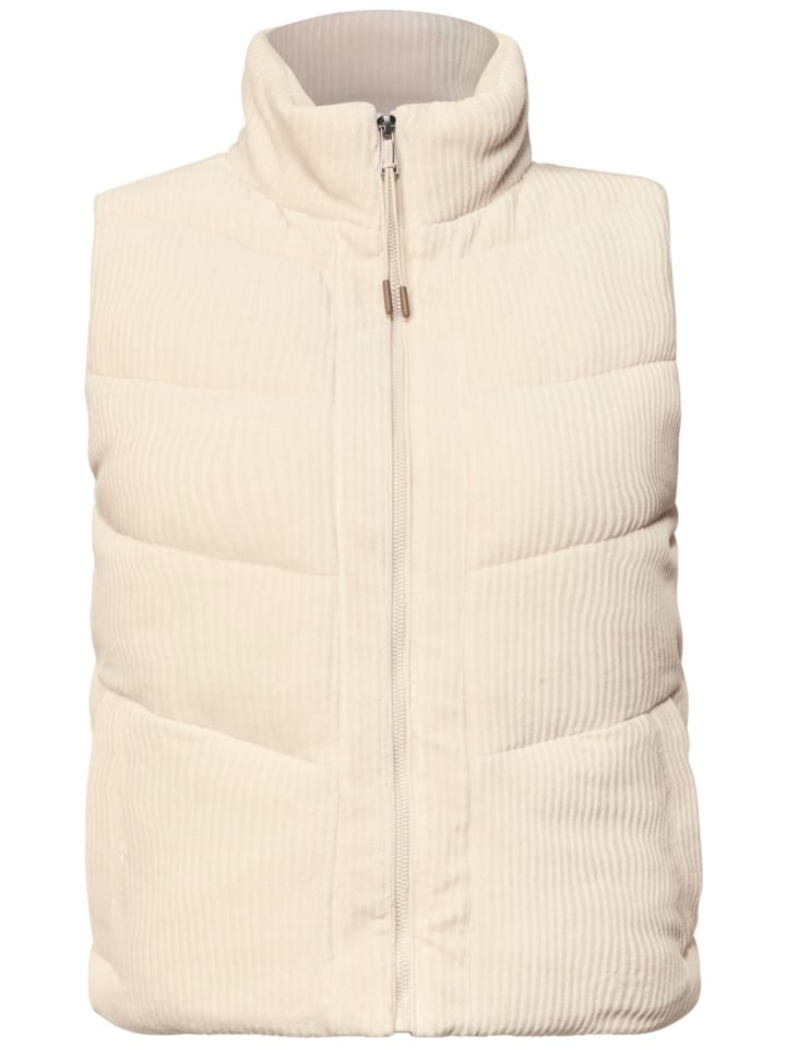 TOS Padded Cord Vest in Pearl Beige