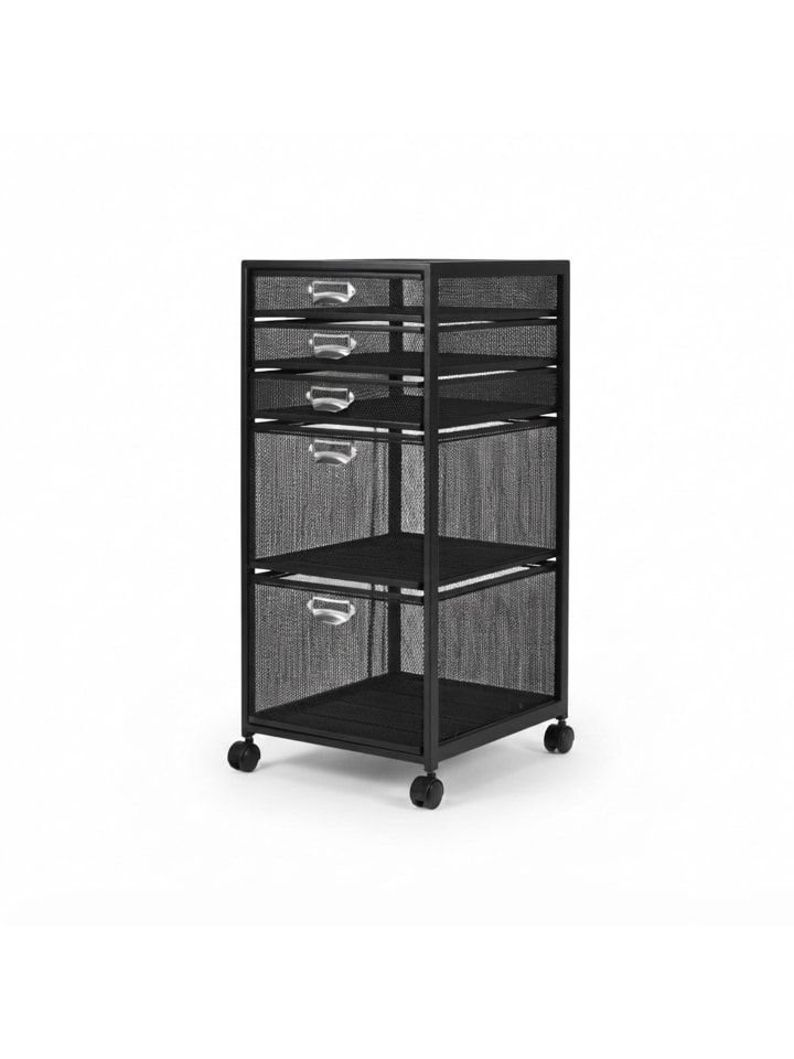 Rollcontainer in Schwarz - (B)27,5 x (H)59 x (T)35 cm