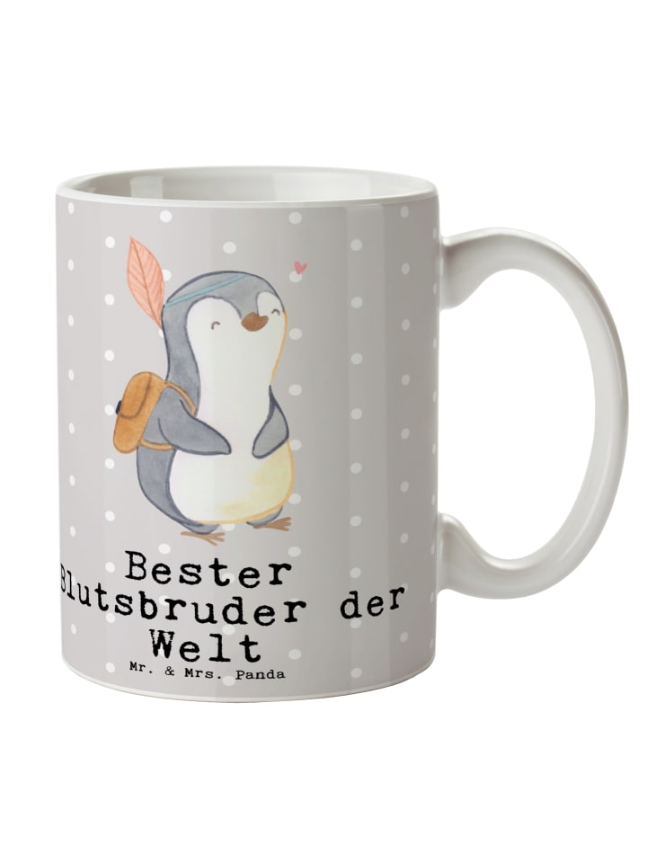 Becher Pinguin Bester Blutsbruder der Welt mit ... in Grau Pastell