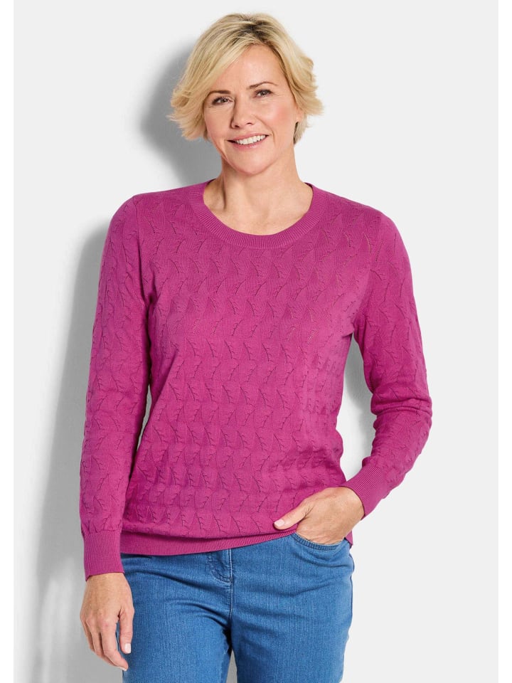 Kurzgröße:  Baumwollpullover mit Zick-Zack-Muster in beere