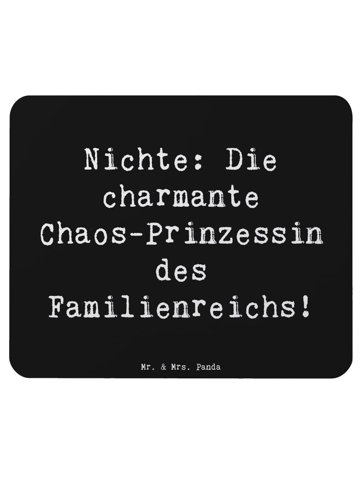 Mauspad Nichte Chaos-Prinzessin mit Spruch in Schwarz