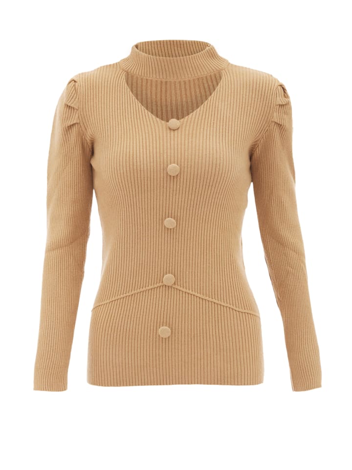 Damen Strickpullover in Dunkelbeige