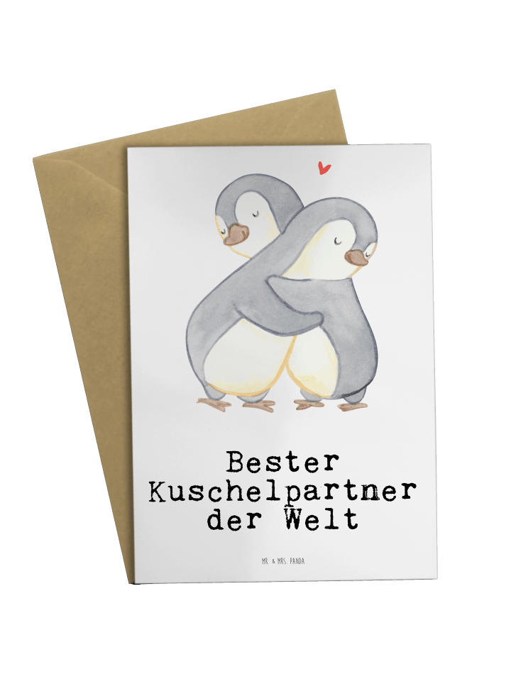 Grußkarte Pinguin Bester Kuschelpartner der Wel... in Weiß
