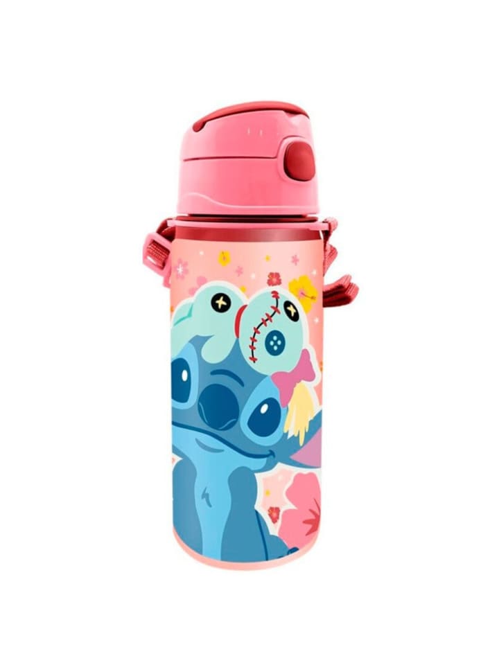Lilo & Stitch Trinkflasche 600 ml aus Aluminium für Kinder in Rosa