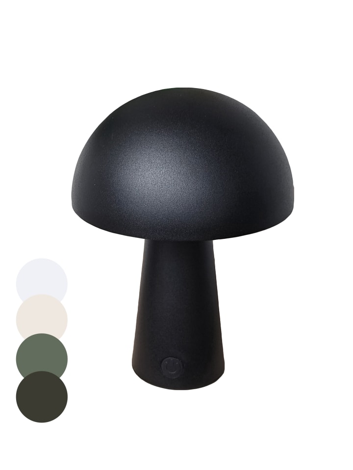 LED Pilz Tischlampe IP44 Innen & Außen 15x21cm in Schwarz