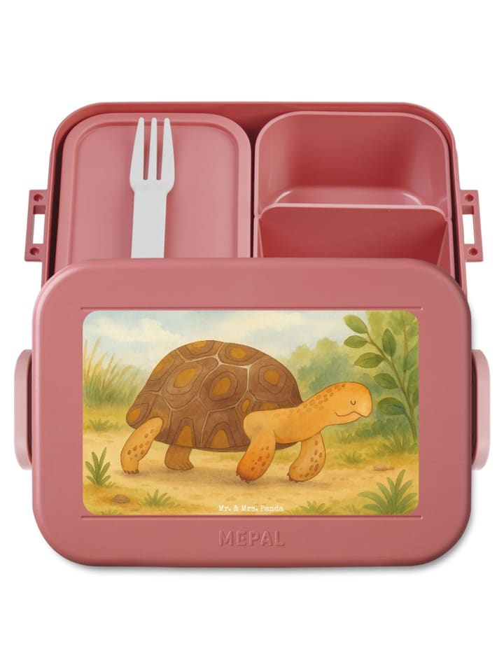 Brotdose Schildkröte MHerzieren Design ohne Sp... in Rot Pastell