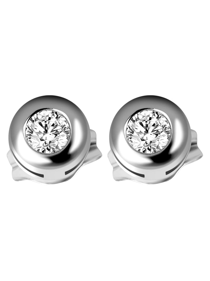 Damen Ohrringe – Ohrstecker aus 333 Gold mit Zirkonia in silber
