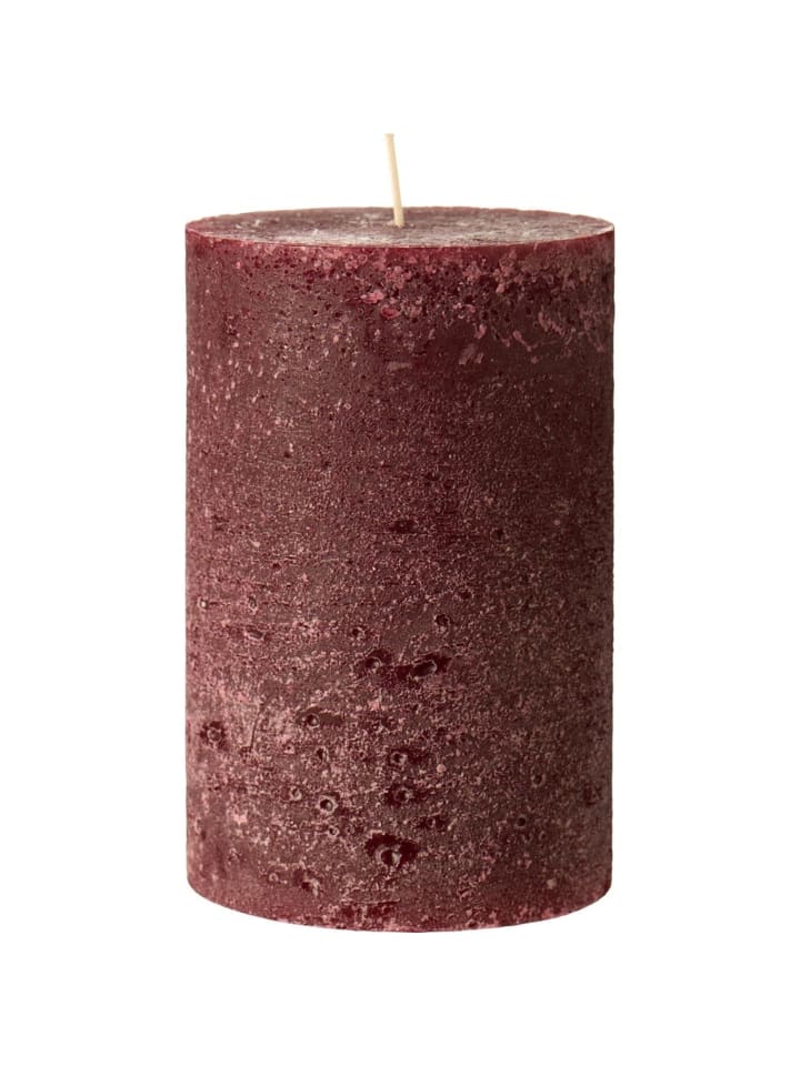 Rustikale Stumpenkerze mit Textur Ø 9,6 cm in rot