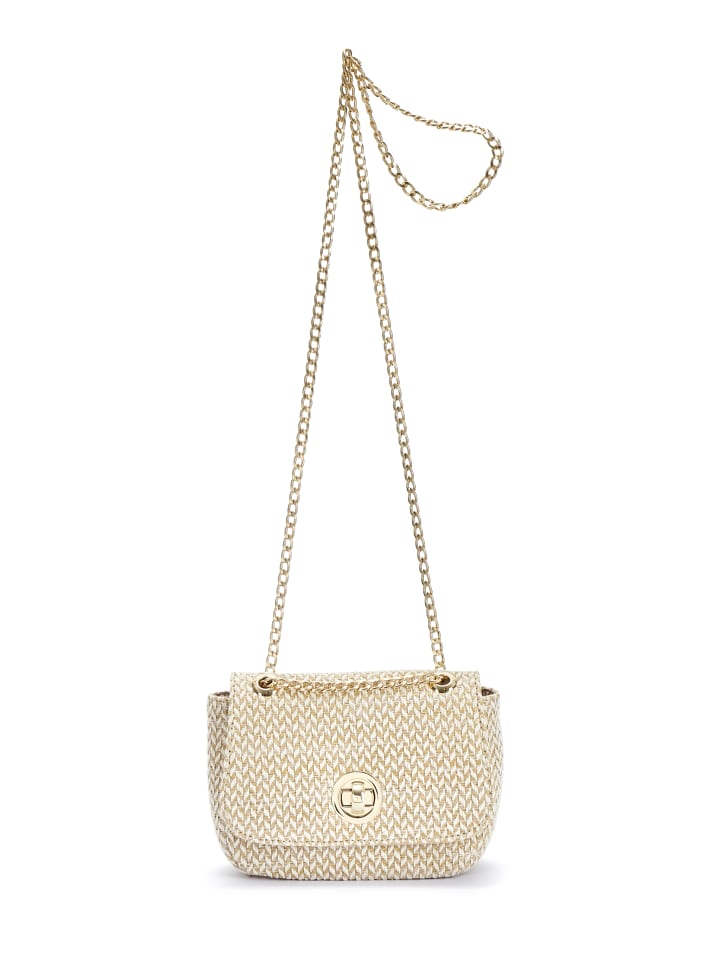Umhängetasche in beige/weiß