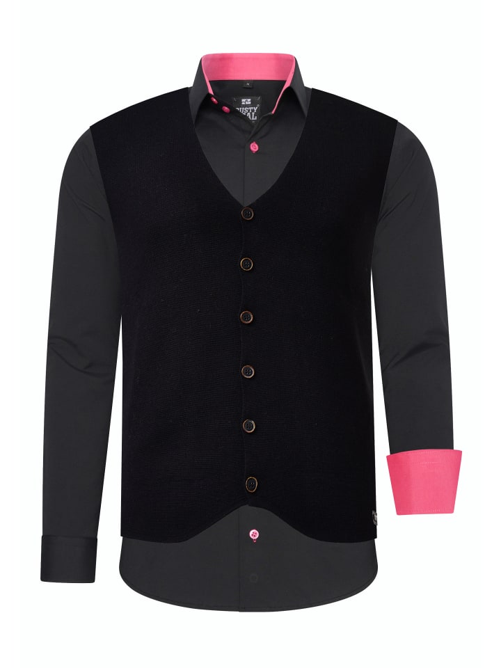 Hemd mit Weste in Schwarz / Pink