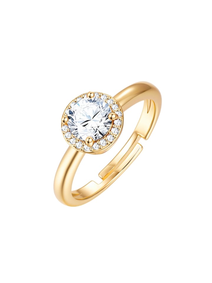 Ring aus Messing mit Zirkonia in gelbgold