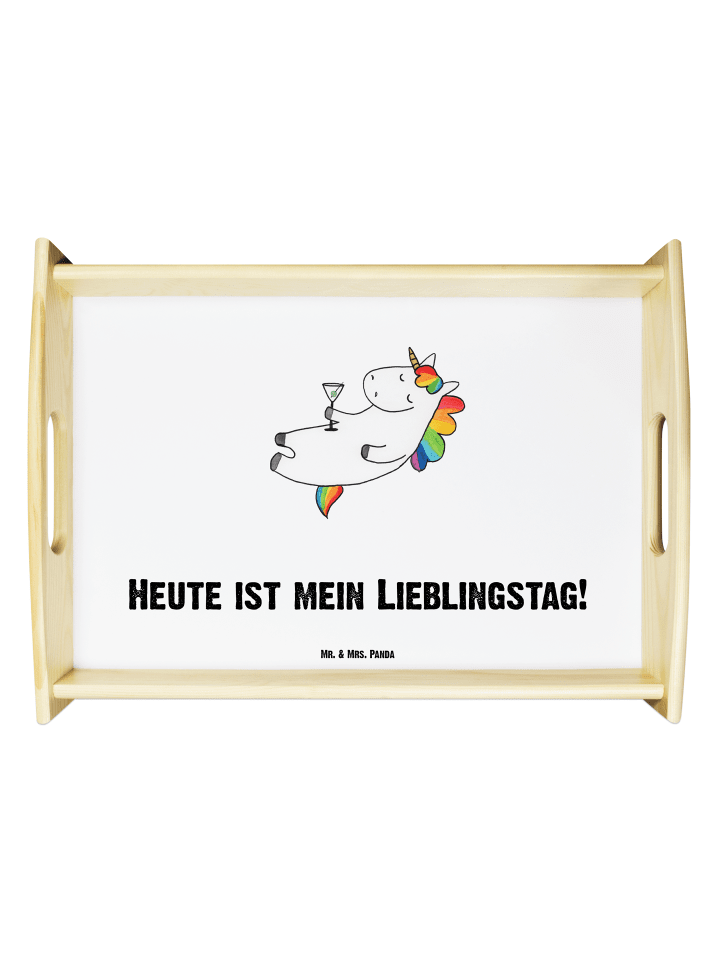 Holztablett Otter Seerose mit Spruch in Weiß