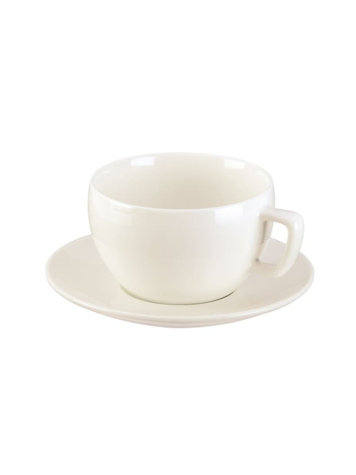 Frühstücktasse CREMA, mit Untertasse in weiß