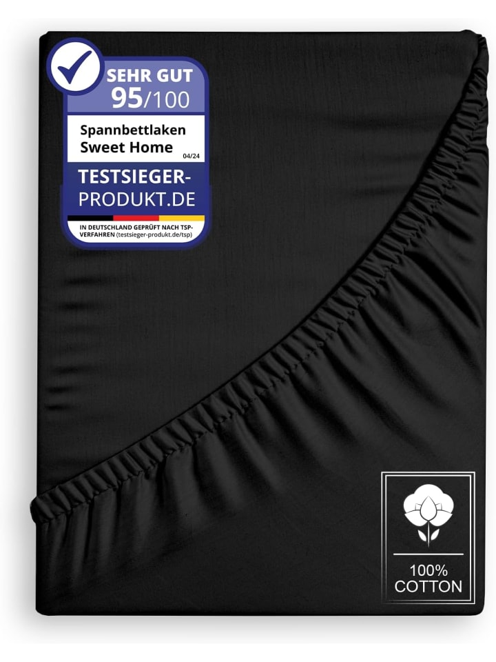 Spannbettlaken Jersey aus 100% Baumwolle in Schwarz