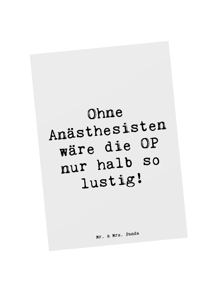 Postkarte Spruch Anästhesist Humor mit Spruch in Weiß
