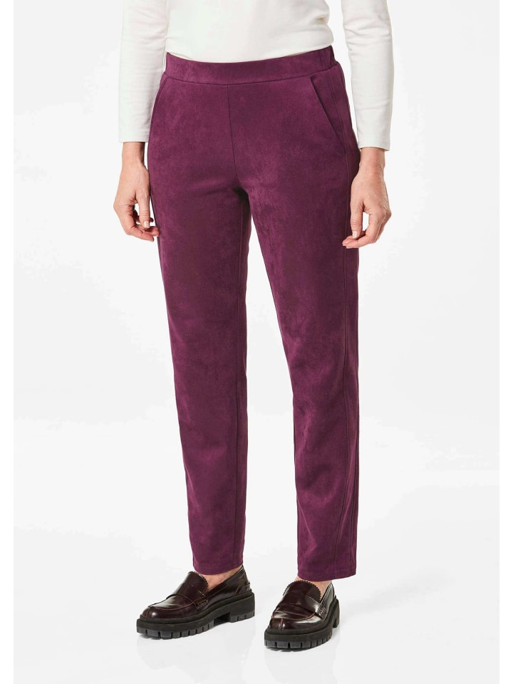 Knöchellange Velourslederhose LOUISA in beere