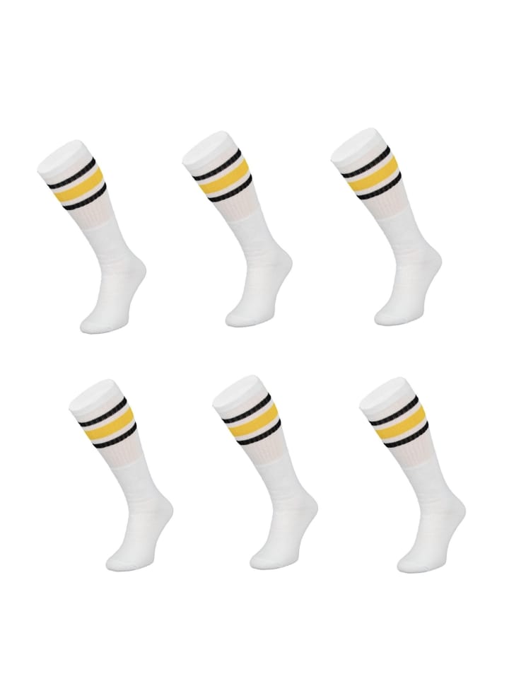 Basketsocken Gelb-Schwarz gestreift OneSize Weiß in Weiß