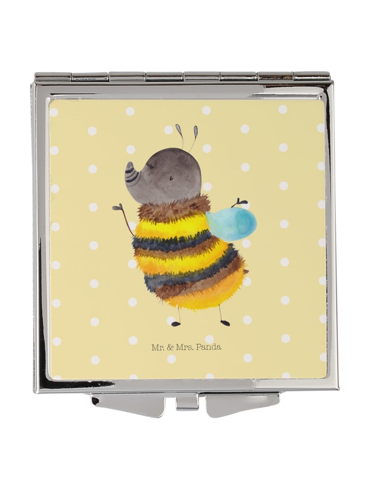 Handspiegel Hummel flauschig ohne Spruch in Gelb Pastell