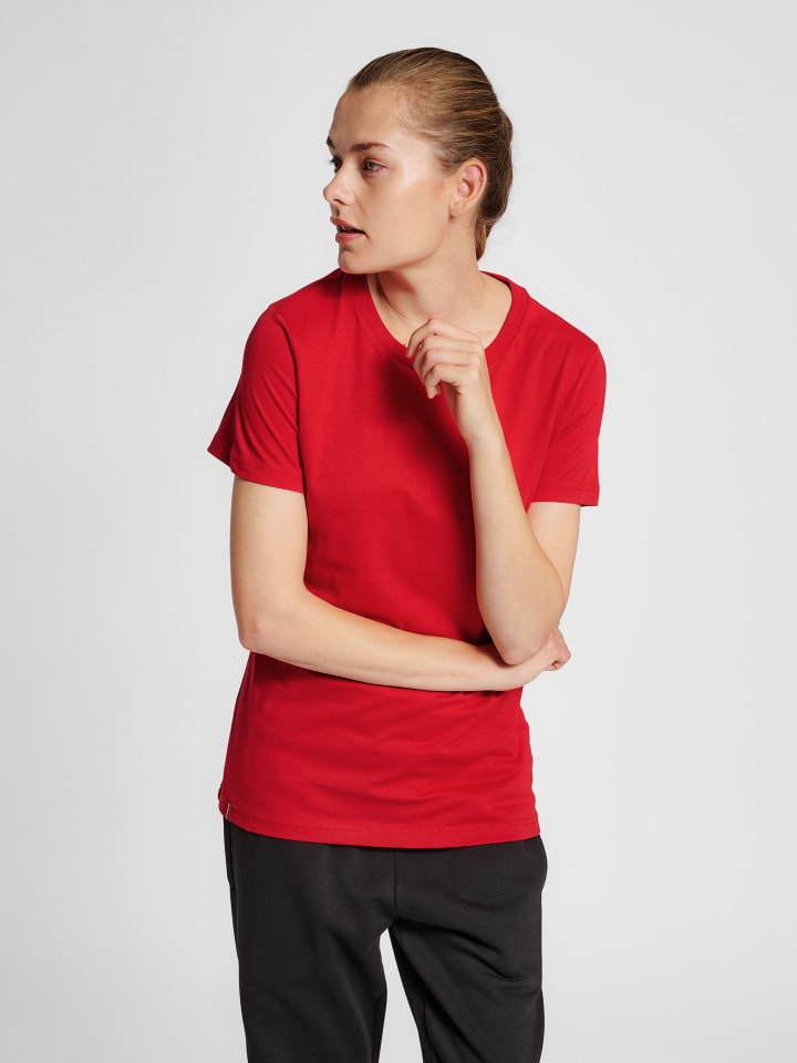 T-Shirt Hmlred Damen in TANGO RED