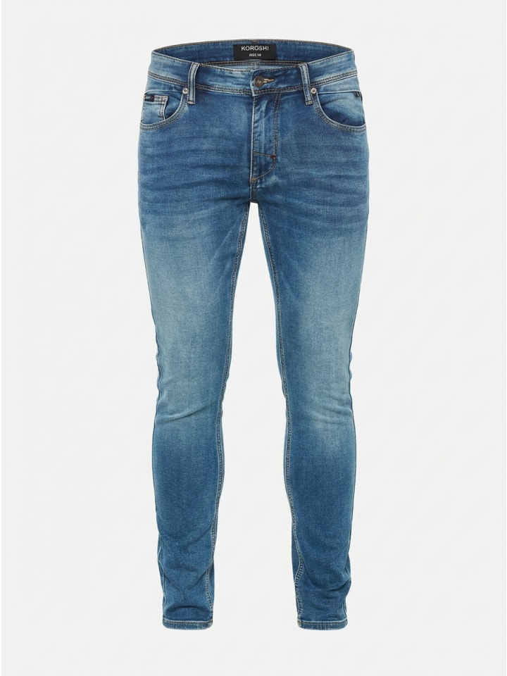 Schlanke strick-jeans aus denim in blau