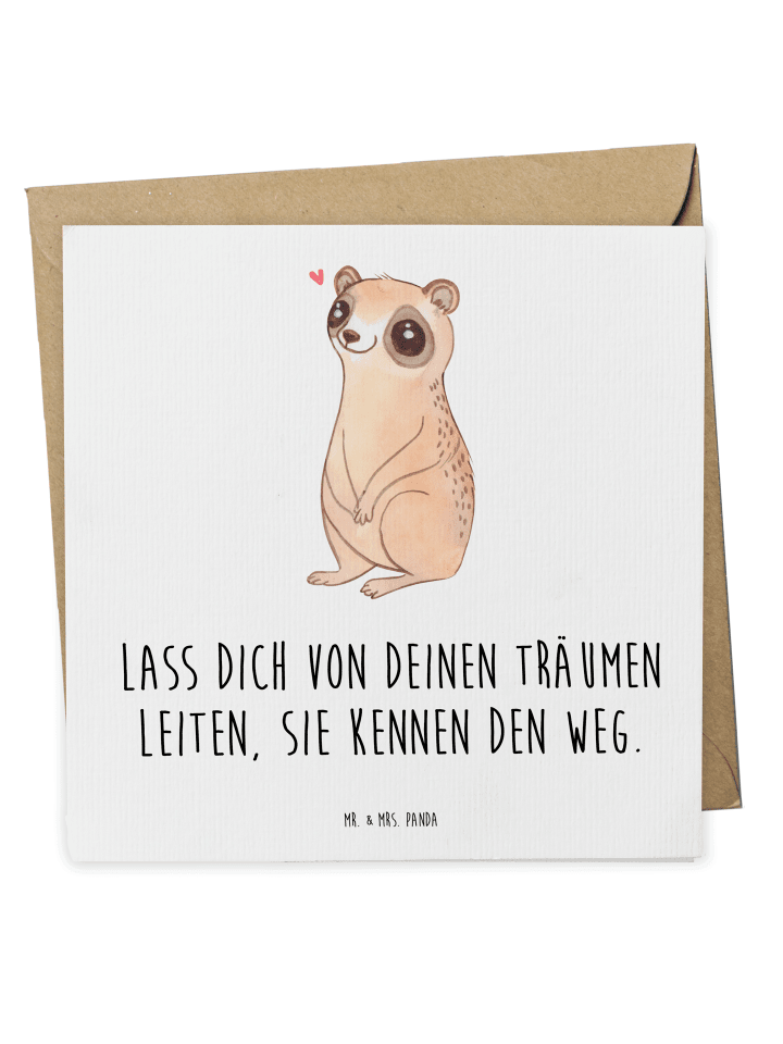 Klappkarte Plumplori Glücklich mit Spruch in Weiß