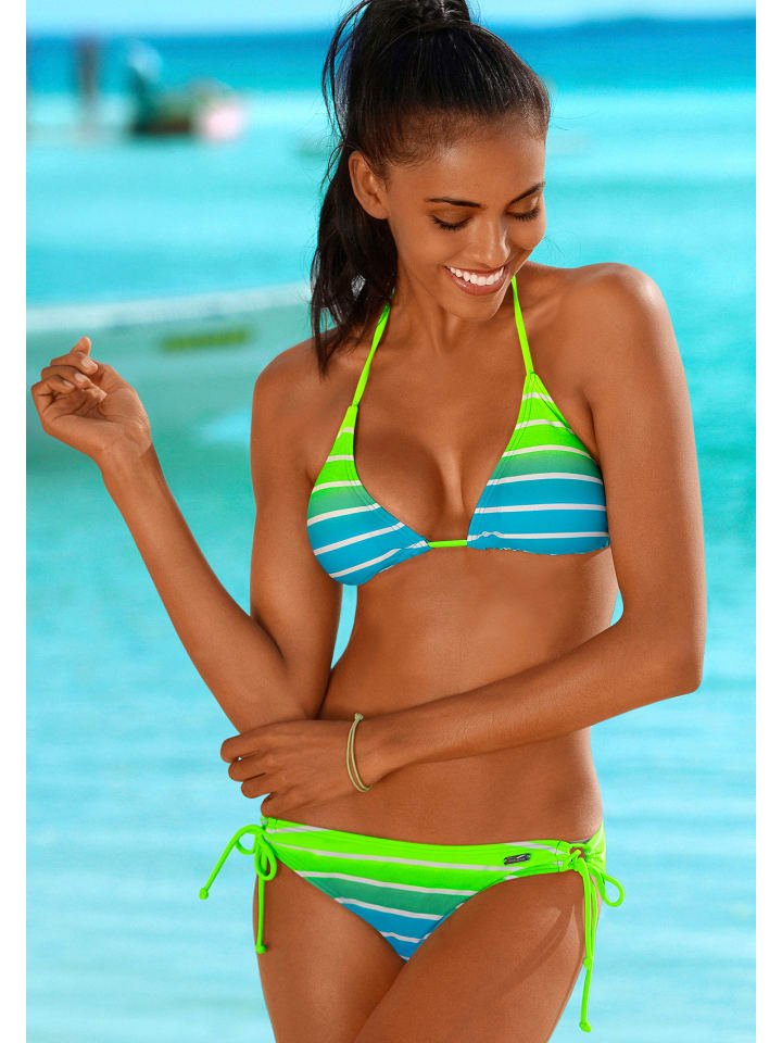 Triangel-Bikini in türkis-gestreift