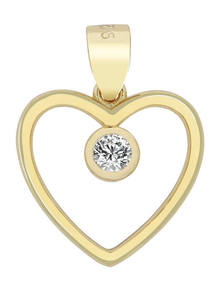 Damen Anhänger – Herz Herzanhänger aus 925 Silber in gold