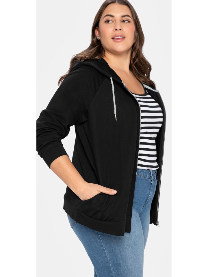 Kapuzensweatjacke in schwarz