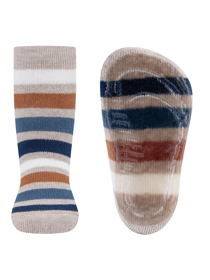 Stoppersocken Ringel in dunkel beige meliert