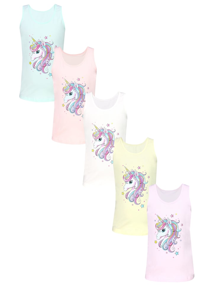 Mädchen Kinder Unterhemd 5er Pack in rosa/gelb