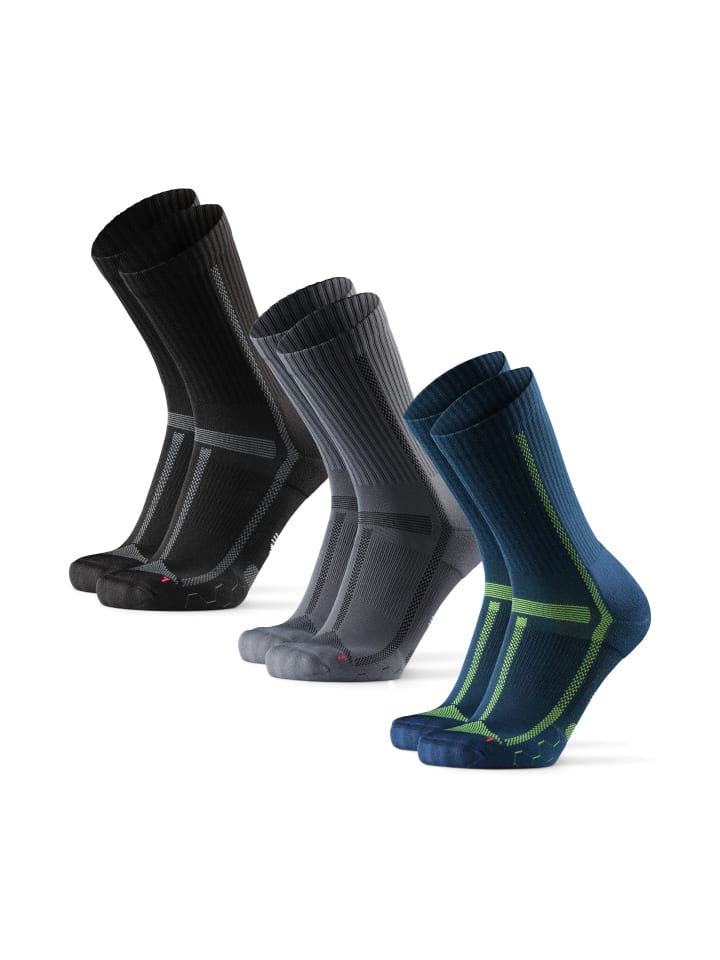Laufsocken Long Distance Running Crew in black/grey/navy