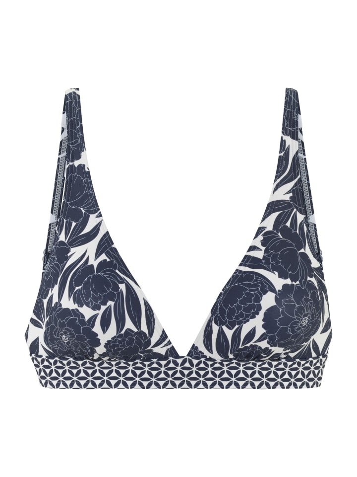 Triangel-Bikini-Top in marine bedruckt