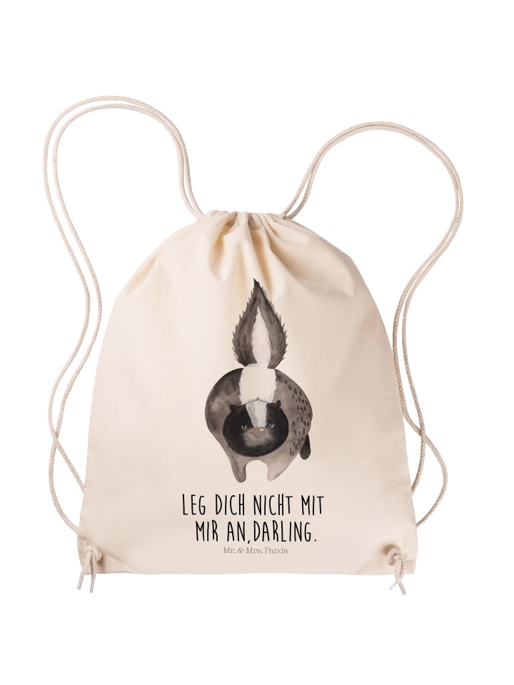 Sportbeutel Stinktier Angriff mit Spruch in Creme