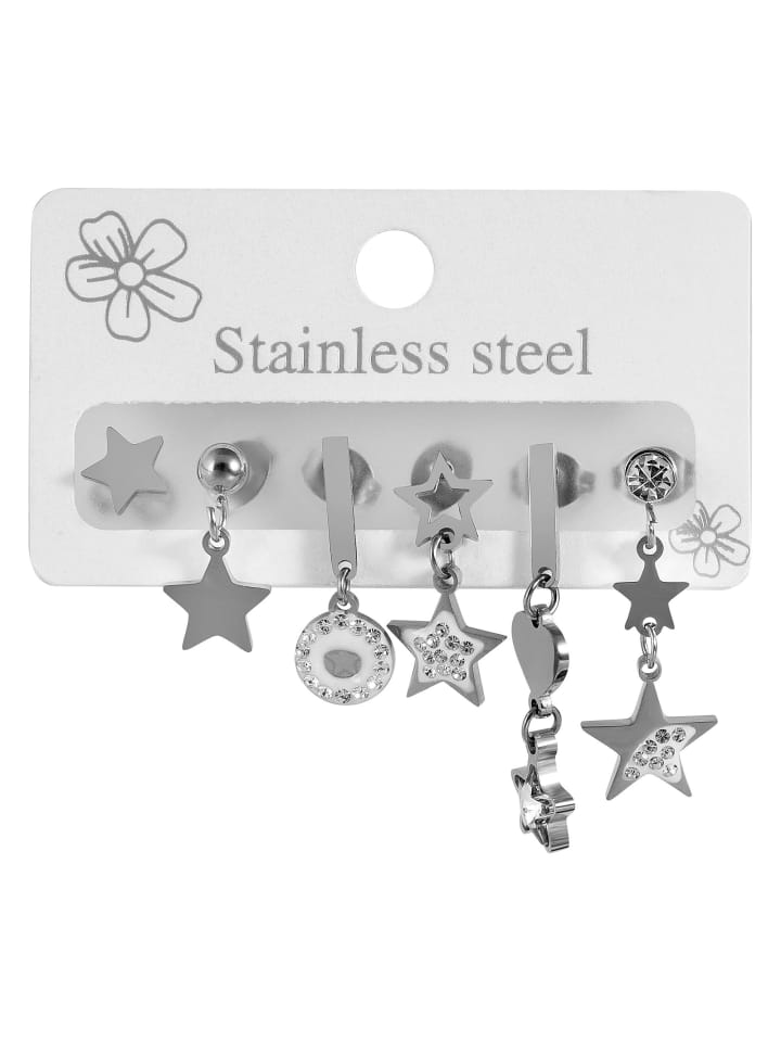 Damen Anhänger – Anhänger aus Edelstahl mit Strass Steinchen in silber