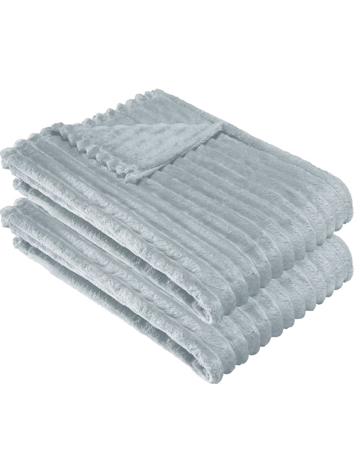 Fleece, Microfaser Wohndecke 2er-Pack Aosta in silbergrau