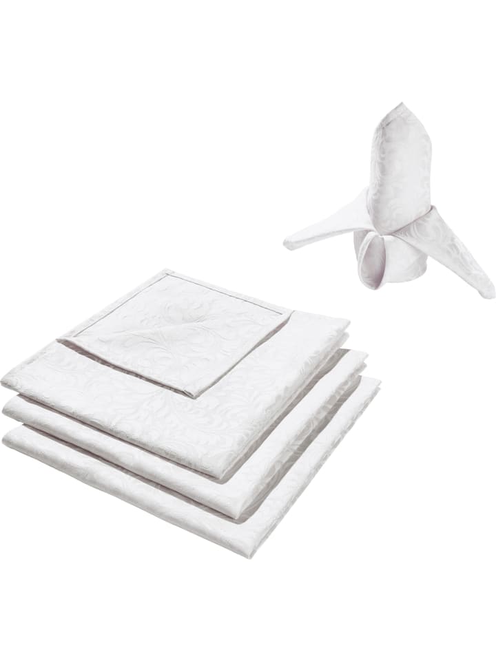 Jacquard, Baumwollmischung, Gewebt Serviette 4er-Pack Hamm in weiß
