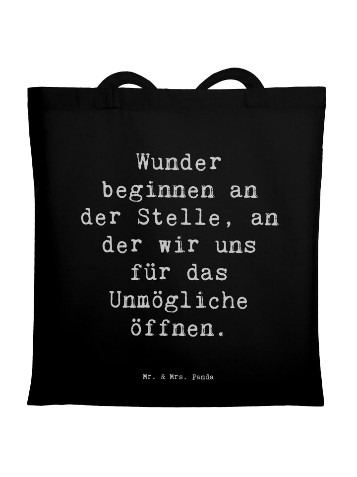 Einkaufstasche Spruch Wunder beginnen mit Spruch in Schwarz
