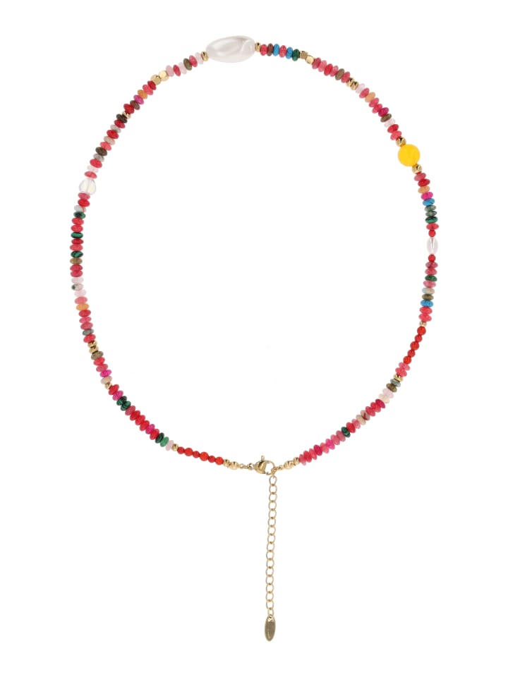 Women Necklace With Lobster Clasp in Red Multicolor