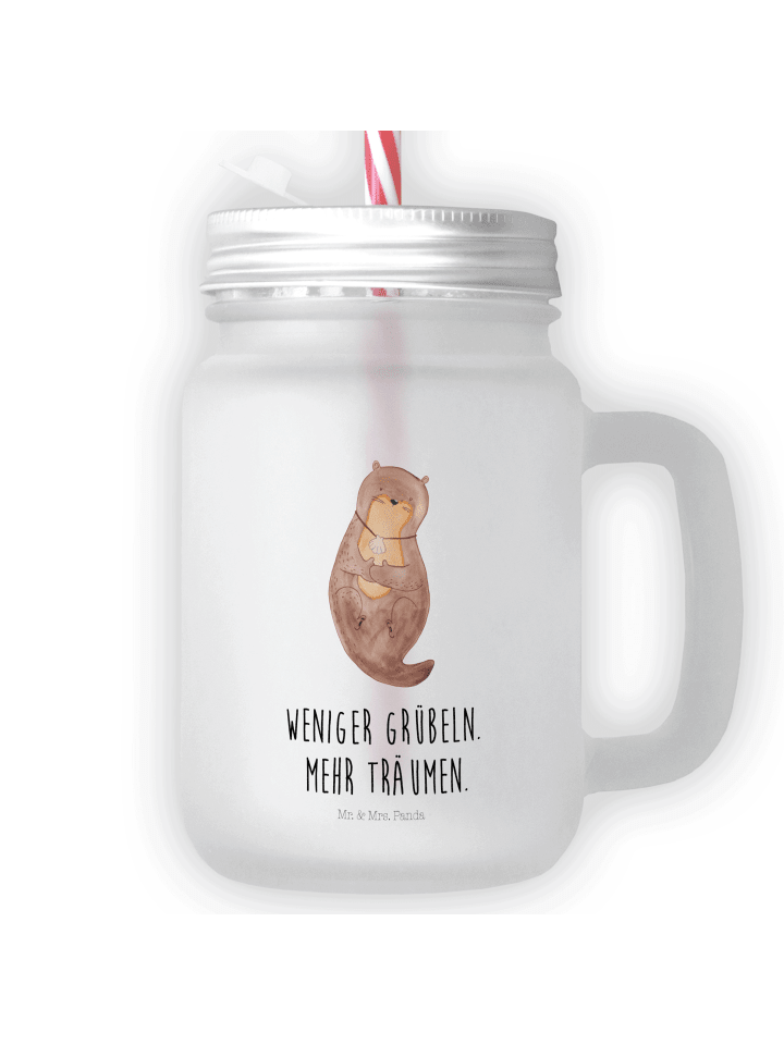 Glas Otter Muschel mit Spruch in Transparent