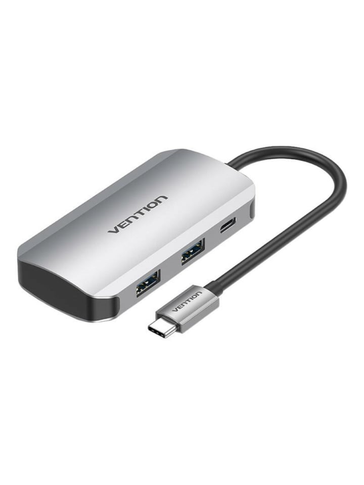 5in1 HUB USB-C Dockingstation in Grau kompatibel mit mehreren Systemen in Grau
