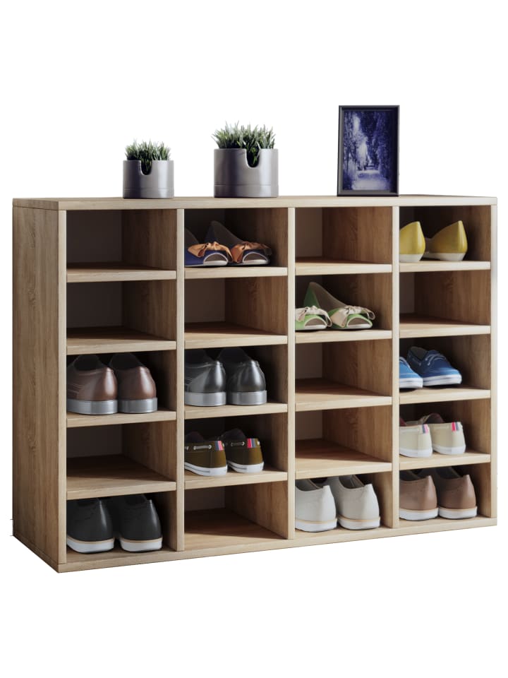 Holz Regal Schuhschrank Schuhregal Hinsol L in Sonoma-Eiche (Sägerau)