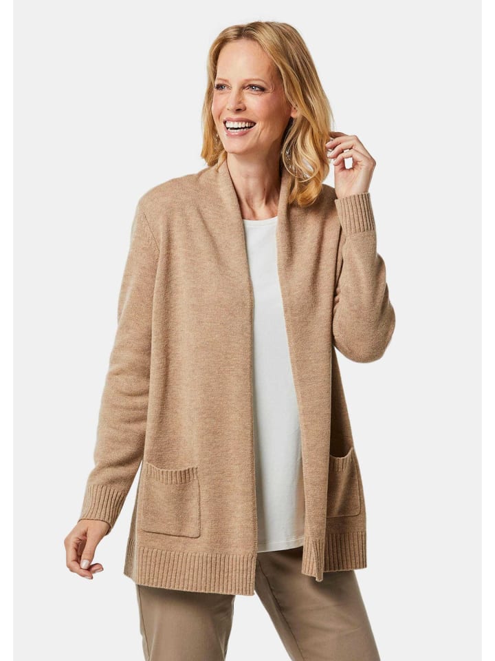 Kurzgröße: Langarm Cardigan aus Merino in beige / melange